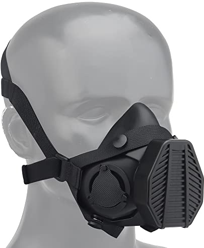 OAREA Masque respiratoire tactique Demi-masque à gaz pour la chasse militaire Airsoft Paintball CS (Couleur : MA-119-BK)