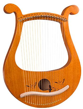 Wresetly Leier, 19 Saiten, griechische Violine, 19 Saiten, , einzigartige Muster, geschnitzte phonetische Symbole, für Musikliebhaber, Anfänger usw