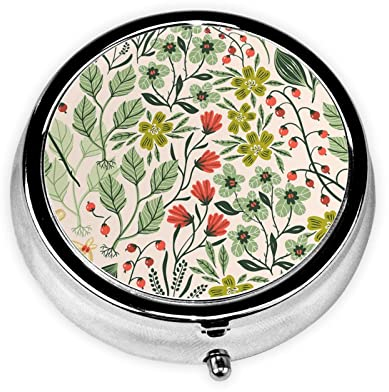 Pillendosen Schöne Blumen Drucken Pillendose Medizin Box Runde Metall Pillendose für Medizin
