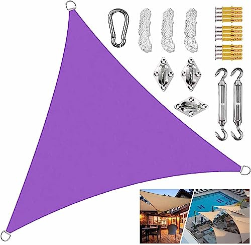 Vele ombreggianti for patio viola con kit di fissaggio for impieghi gravosi Baldacchino Anti-Ultravioletto Resistenti al vento Vele ombreggianti a triangolo for prato da giardino ( Size : 2x2x2M )