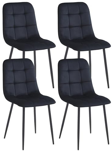 Colenis Ela Esszimmerstühle, 4er-Set – Elegante, Moderne Polsterstühle mit ergonomischem Design – Bequeme, stilvolle Sitzgelegenheiten für Küche, Esstisch, Wohnzimmer oder als Akzent, Schwarz