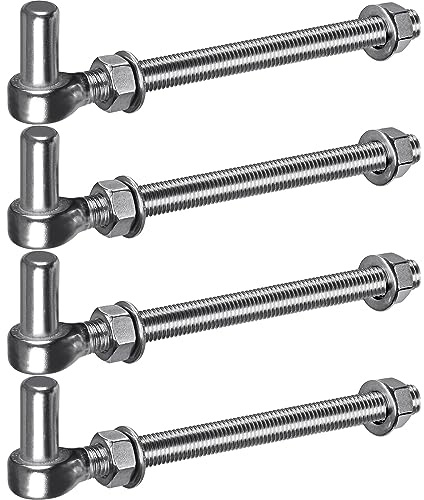 Insaga Torscharnier M16, 4er Schwerlast Gartentor Scharnier 16mm Kloben J-haken zu Bolzen Edelstahl Zauntor Torangel Verstellbar zum Schraube für Bauernhof Tor/Garten Tor/Feld/Holzzaun/Einfahrt, 254mm