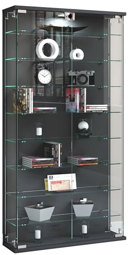 VCM vitrine Salon, Armoire vitrine, Meuble vitrine Salon, vitrine en Verre Colonne Vitrine Murale Suspendue vitrine en Verre vitrine Murale vitrine en Verre Relas L Anthracite