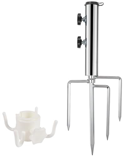 Newtic Supporto per Ombrellone per Prati, Base Porta Ombrellone con 4 Oicchetti, Picchetto per Ombrellone Supporto, Supporto Rimovibile per Ombrellone per Pesca, Giardino, Spiaggia