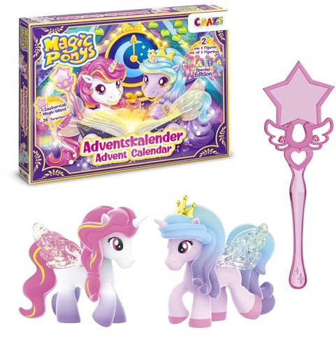 CRAZE MAGIC PONYS Adventskalender 2025 Kinder, Spielzeug Adventskalender Mädchen mit 2x Pony Figuren& Zubehör
