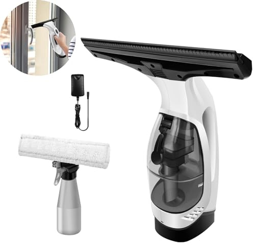 Aspirateur de fenêtre rechargeable, kit de nettoyage électrique pour fenêtres, carreaux, miroirs, réservoir d'eau de 1500 ml pour fenêtres, carreaux, verre, miroirs