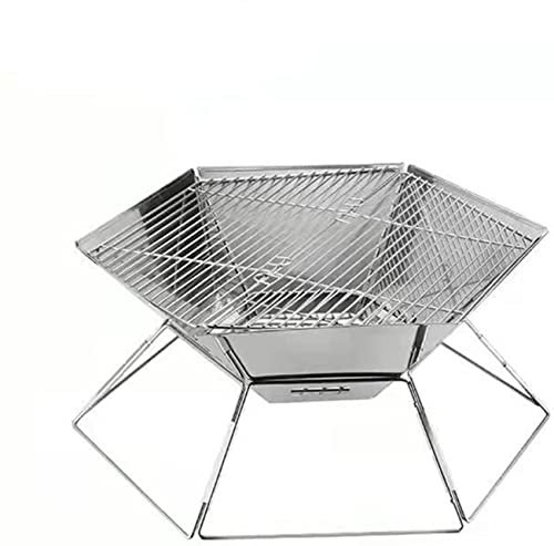 CVNIMV Grill à gaz en Acier Inoxydable Pliable Portable brochettes Barbecue au Charbon de Bois de Camping Barbecue au Charbon de Bois pour Poissons grillés (CA)