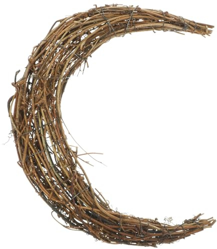 DOITOOL Moon Wreath Crescent Moon Natural Grapevine Wreaths Base DIY Craft Shaped Making Supplies Vine Branch for Holiday Wedding Party