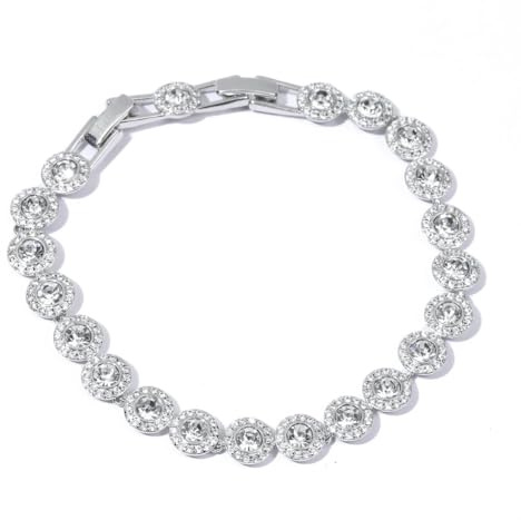 Collana angelica - Collane di cristallo in oro 18 carati, collana delicata di gioielli in oro, cristallo trasparente per donne, matrimonio, festa, matrimonio, San Valentino (Braccialetto, Oro Bianco)