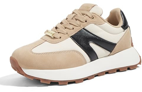 LUCKY STEP Zapatillas de Plataforma para Mujer – Clásicas y Retro, Zapatos de Moda con Cordones para Correr, Tenis y Uso Diario