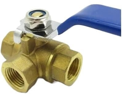 Kugelhahn mit Doppelanschluss, 3-Wege-T-Port-Kugelhahn, 1/2 Zoll 3/4 Zoll 1 Zoll BSP-Innengewinde, Dreiwege-Messing-Ventilschalteranschluss for Wasser, Öl, Luft, Gas, 1 Stück(Dn15 Ttype)