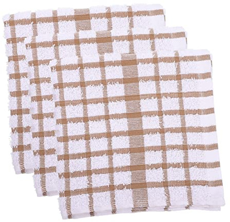 Cabilock Japanese Style Cotton Dish Cloths 3pcs Khaki Quick Drying