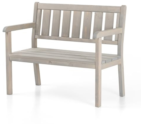 Amata UNGURS Doppelbank Modernes Design - Wetterfeste Holzbank für Draußen, Terrasse, Hinterhof und Garten Feuerstellen - Ergonomischer und Langlebiger Stuhl, Zeitloses Design (Grau)