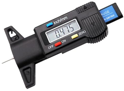 EUZUXU Digital Tire Tread Depth Meter, 0-25.4mm / 1Inch Tyre Guage, with Large LCD Display, for Cars, Vans, Trucks, Motorbikes