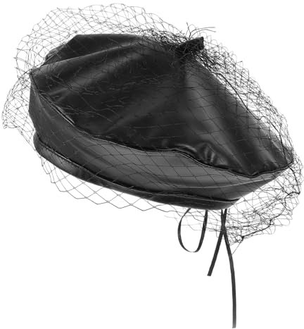 DEARMAMY Noir Chapeau Voile Mode Femme Chapeaux d'artiste Chapeaux de Peintre Chapeau de Noël Élégant