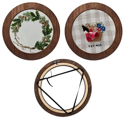 3 uppsättningar korsstygnsramar med broderiram rund presentationsram cirkel korsstygn ring för gör-det-själv, korsstygn, konsthantverk 20 cm