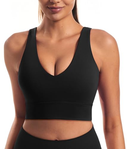 JOYSPELS Damen Sport BH Gepolstert Ohne Bügel Sommer Crop Tops Yoga Tank Top Fitness Workout Sports Bra für Frauen Schwarz M