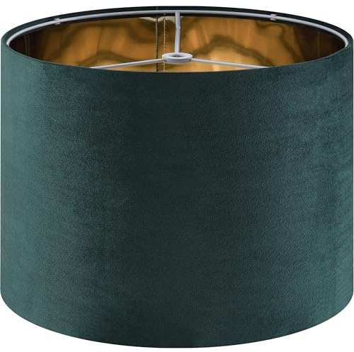 GO&SO Lampenschirm aus Samt, Trommelform, 40,6 x 40,6 x 25,4 cm, Grün | 1er Set Spinne Modern Ideal für Tisch- & Stehlampen Lampenschirme Ersatz