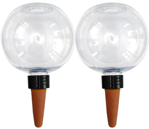 Plant Watering Globes | 500 ML Large Capacity Se-lf Watering Plant Spikes Device | 2 Pieces Plant Bulbs Insert with Terracotta Spikes | Slow Release Se-lf Waterings System for Indoor Outdoor Plants
