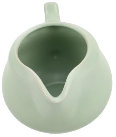 Luxshiny Jarra Fácil de Limpiar Diseño Elegante y Multifuncional de Cerámica para Servir Leche y Crema con Asa Verde para Uso en Cocina y Café