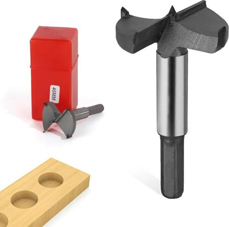 ZDNT 45mm Forstner Bit Set,High-Speed Steel Wood Drill Bits for Woodworking, Premium Drill Bit Kit for Flat Bottom Holes, Pocket Holes, Hinge Installation (45mm)