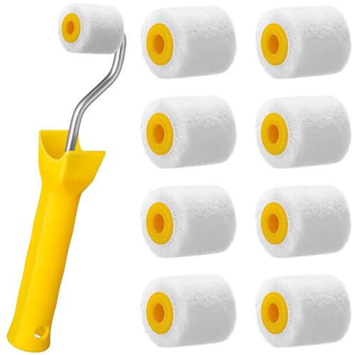 Honeydak 8 Pack Mini Paint Roller Small Paint Roller for Touch up Trim Edge or Corner, Extra Small Brushes Tool for Window Frames Photo Frames (1 Inch)