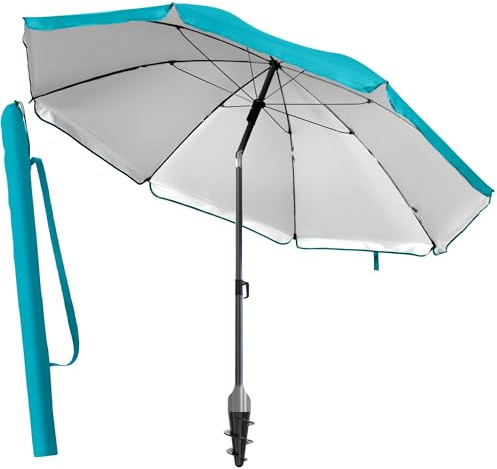 4smile Sonnenschirm für Strand und Balkon Ø 180 cm, Türkis - UPF 50+ Balkonschirm SunnyJoy, Strandschirm windfest stabil - Zuverlässiger Sonnenschutz Strand, Sonnenschirm mit Schutzhülle