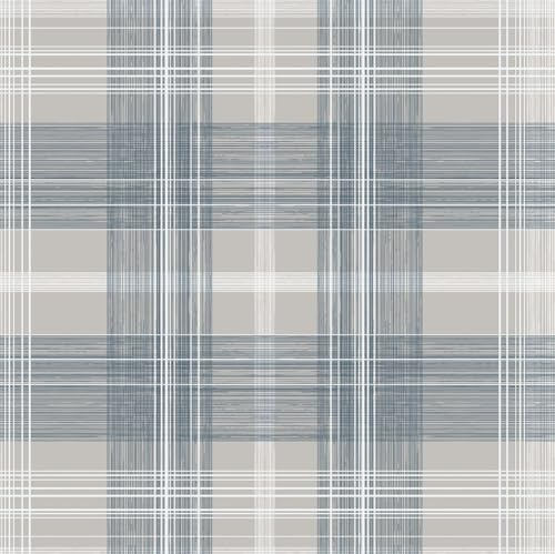 NextWall Stacy Garcia Crossroads Plaid Peel and Stick Wallpaper (Argos Grey & Blue)