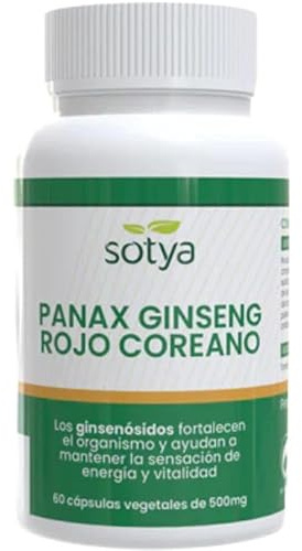 Ginseng Rojo Coreano, 60 Cápsulas, 500mg, | ideal para combatir la fatiga, la astenia y el estrés físico y mental | Mejora el ánimo y el Rendimiento Intelectual y Deportivo