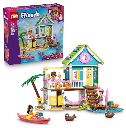 LEGO Friends Beach House with Seals - Miniature Toy Set w/ 3 Mini Dolls, 2 Sea Animal Figures and Accessories incl. Surfboard & Kayak - Birthday Gift for 7+ Year Old Girls - 42699