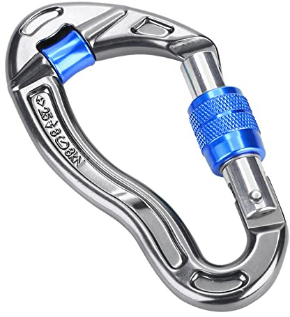 Alomejor Mousqueton d'escalade à Verrouillage 25KN, Clip de Porte à Vis en Aluminium forgé à Chaud avec Dessus de Poulie pour l'escalade (Blue)