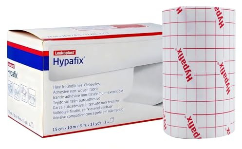 Hypafix Fixomull stretch Leukoplast, Verbandfixierung Pflaster 15cm x 10m, Medizinisches Klebeband Bandage Wundverband, Heftpflaster Rolle skin sensitive, Wunde Pflaster 1Rolle (15 cm × 10 m)