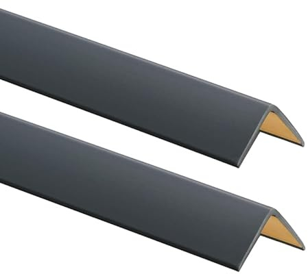 ProfiPVC Lot de 2 Cornière PVC 25x25mm, 200cm - Baguette d’angle de protection, profilé d'angle caoutchouc autoadhésif - Protection d'angles et rebords, flexible, facile à installer, Anthracite