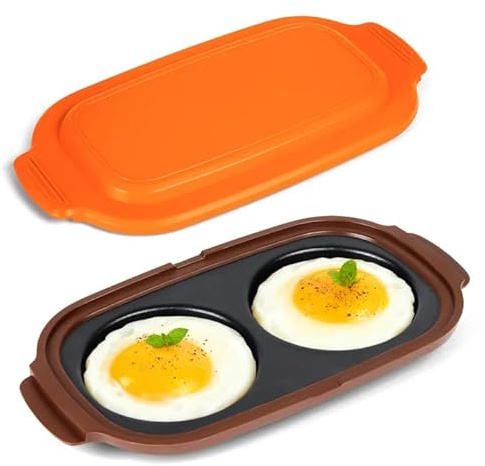 Microwave Egg Cooker, 2 Cavity Microwave Egg Poacher for Breakfast Sandwiches, Fast & Safe Cooking,Portable for Home, Easy to Clean, Perfect Kitchen Gift