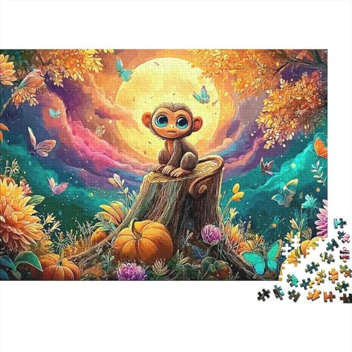 Magisches Affen-Puzzle (1000 Teile) für Erwachsene, Mondwald-Affen-Puzzle (anspruchsvoll), Geschenkidee für Weihnachten, Familienspiele, staubfrei, 52 x 38 cm / 1000 Teile