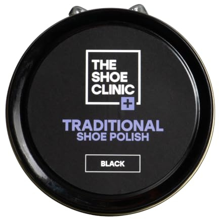 Shoe Clinic Black Leather Shoe Polish | Traditional Wax Polish for Shoes, Boots & Footwear | Restores Colour, Covers Scuffs & Buffs to a Shine | Carnauba Wax & Beeswax | 50ml