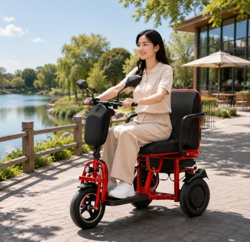 MZYZPPBD Elektromobil für Senioren Elektromobil Klappbar Elektro Dreirad Elektromobile mit Ladegerät Korb Volle LED Beleuchtung Stabil und Sicher für Senioren Erwachsene Behinderte