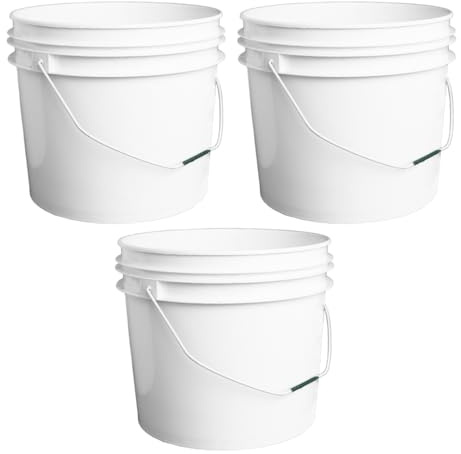 M1SS Set of 3 Large 16 Litre Plastic Buckets with Metal Handles | Heavy Duty Storage & Mixing Buckets | Multi-Purpose for Cleaning, Gardening, DIY & Food Use (16L Bucket with handle)