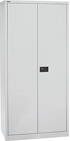 BISLEY Flügeltürenschrank Universal, 4 verzinkte Fachböden, 5 OH, Metall, 645 Lichtgrau, 50 x 91.4 x 195 cm