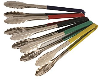 Genware NEV-CCT31BK Colour Coded Tong, Stainless Steel, 31 cm, Black