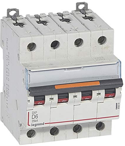Disjoncteur DX³ - 25kA - 4P 400V~ - 6A - courbe D - 4 modules