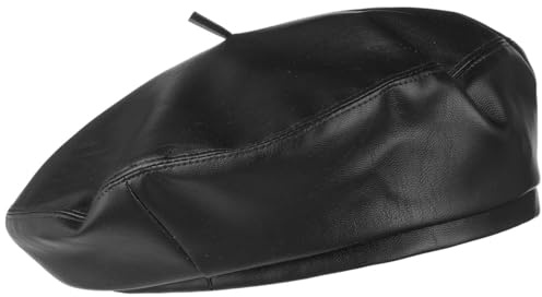 Lipodo Kunstleder Baskenmütze Damen Herren Baske mit Futter Gefütterte Franzosenmütze Lederoptik Packable Sommer Winter
