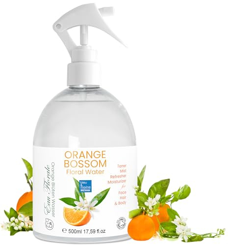 Hydrolat Eau Florale de Fleurs d'Oranger, Lotion Tonique Quotidienne, Nettoyage de Peau, Anti-Taches, Anti-Rides, Rafraîchissant, Éclaircissant, After Shave 500 ml