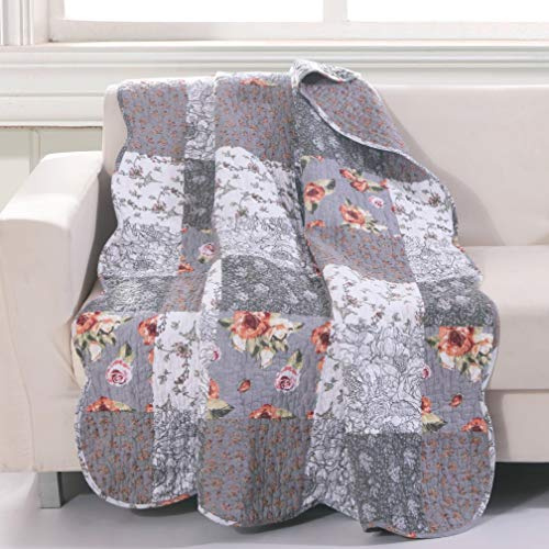 Barefoot Bungalow Giulia Quilted Throw Blanket, 50 x 60 inches, Gray