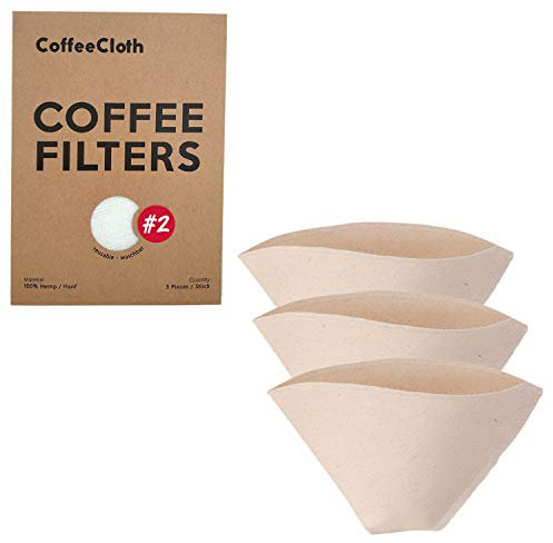 Earthtopia 3er Set Wiederverwendbare Kaffeefilter aus Stoff | 100% Bio-Baumwolle | Filtertüten für Kaffeemaschine und Handfilter | Permanentfilter Mehrwegfilter Dauerfilter (Größe 2)