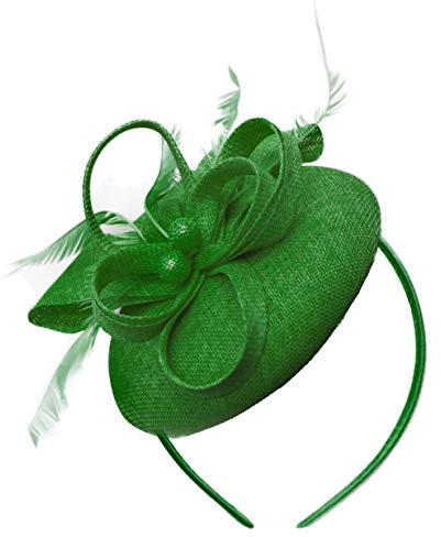 Caprilite pärla rund pillerlåda ögla Sinamay pannband fascinator för kvinnor bröllop Ascot raser [jadegrön]