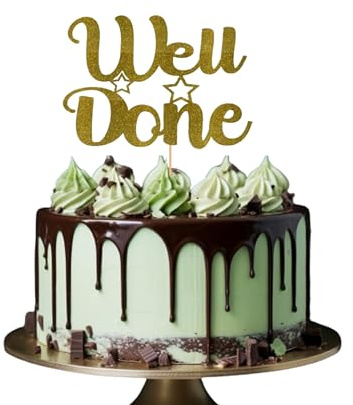 Well Done Cake Topper Glitter Cardstock Party Favour Party Decoration Cake Toppers (Gold) Gold