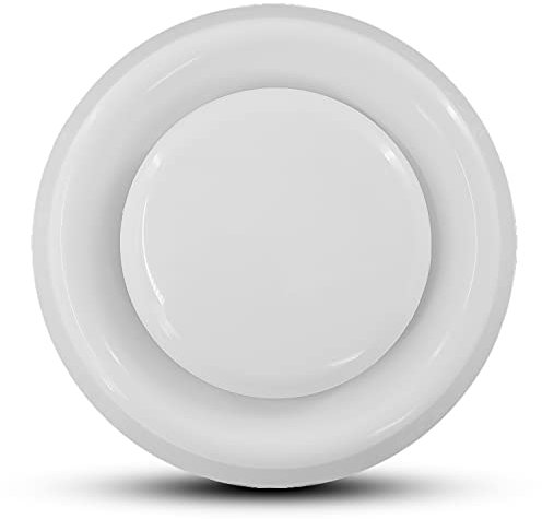 Fantronix 4 inch - 100 mm Plastic Air Valve Diffuser with Fixing Ring - White Ventilation Air Vent Cover with Adjustable Valve with Flange Easy Flush Installation and Cleaning