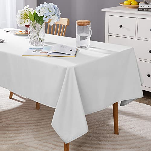 Deconovo Tischdecke Outdoor Wetterfest Tischdecken Abwaschbar Gartentischdecke Hellgrau Tischwäsche 240x140 cm Lotuseffekt Tischtuch Wasserabweisend Garten Tischtücher Gartentisch für Esszimmer Balkon
