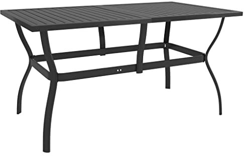 Makastle Garten Esstisch Witterungsbeständig Gartentisch Beistelltisch Balkontisch Terrassentisch Loungetisch Gartenmöbel, Lattendesign, Anthrazit 140x80x72 cm Stahl